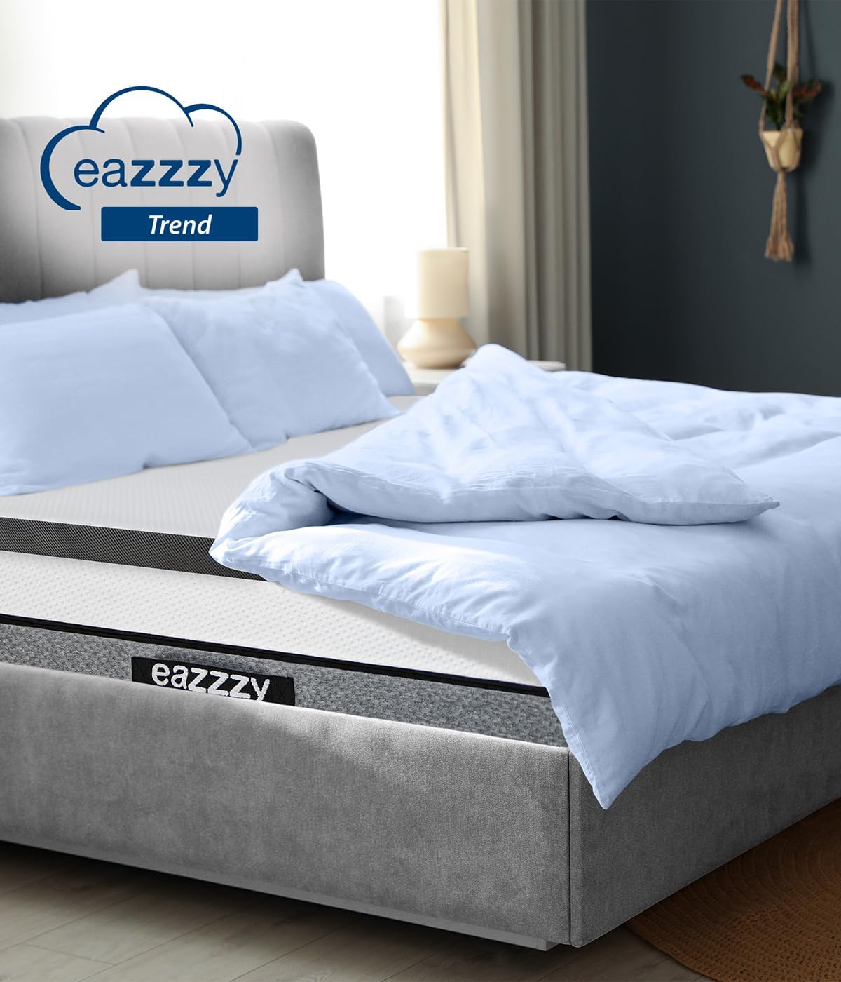 eazzzy Topper Trend, 5 cm Höhe, Matratzentopper, atimungsaktiv, Memory Schaum, Allergiker geeignet, Matratzenauflage mit abnehmbarem Bezug 180 x 200 x 5 cm, Weiß — Ansicht 2
