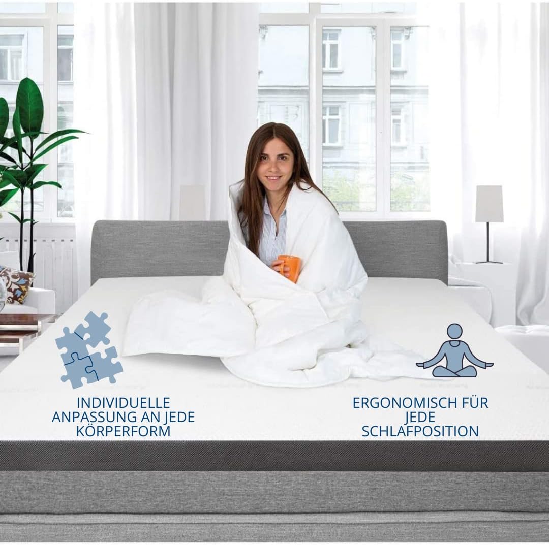 Genius Eazzzy Topper Deluxe 140x200x9cm H2 H3 - orthopädische Matratzentopper für Matratze & Boxspringbett aus Gelschaum | Matratzenauflage 140x200 für Allergiker inkl. Bezug — Ansicht 2