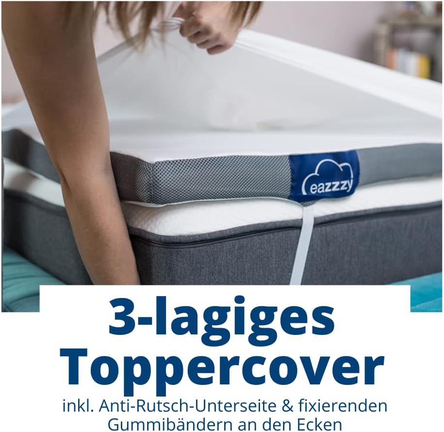 Genius Eazzzy Topper Deluxe 140x200x9cm H2 H3 - orthopädische Matratzentopper für Matratze & Boxspringbett aus Gelschaum | Matratzenauflage 140x200 für Allergiker inkl. Bezug — Ansicht 5