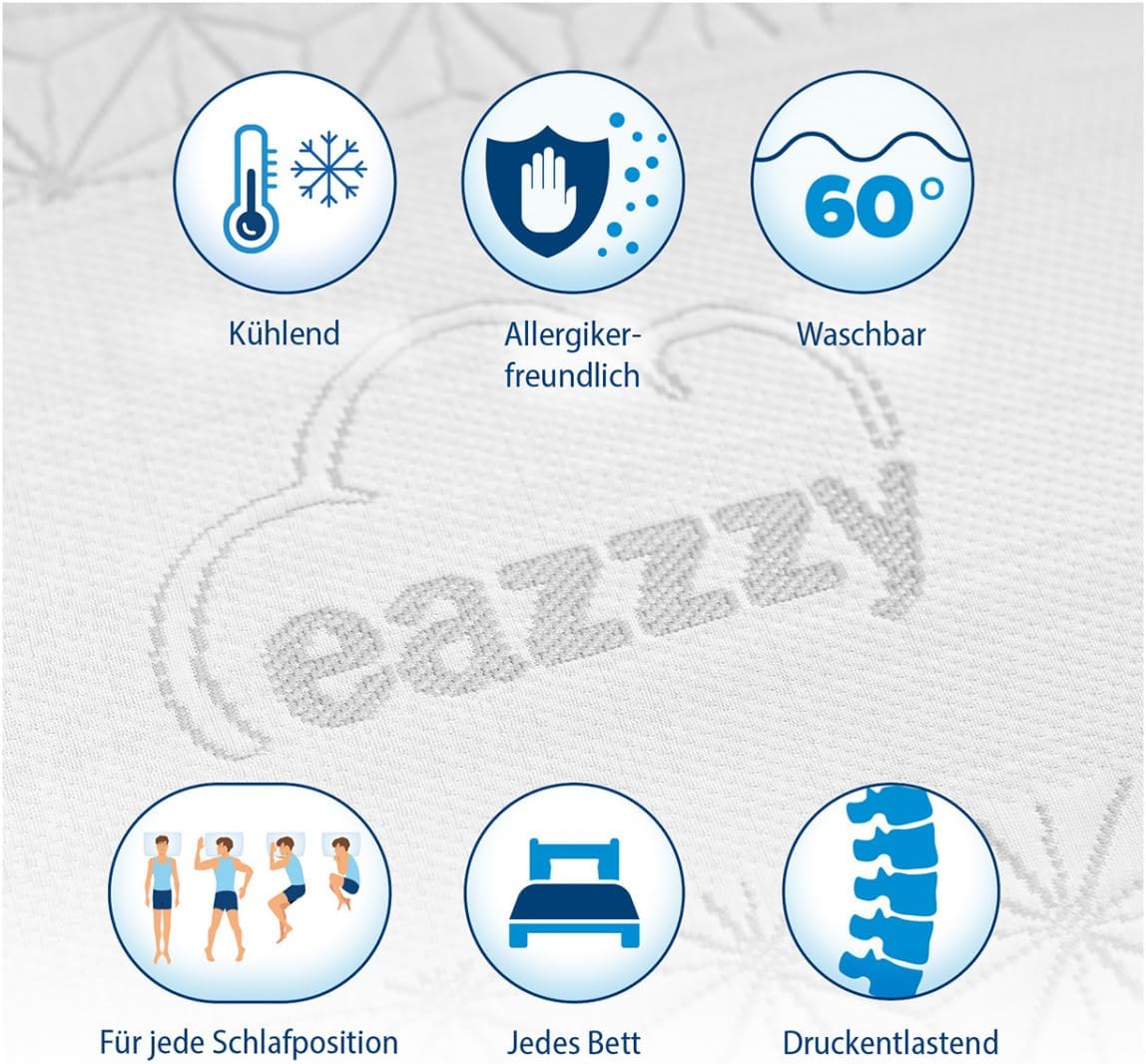 Genius eazzzy Topper Deluxe Clima Control Größe 80 x 200 x 9 cm hoch, Matratzentopper mit Kühleffekt, Cooling Wendetopper, atmungsaktive Betttopper Matratzenauflage, Oeko-TEX Zertifiziert — Ansicht 5